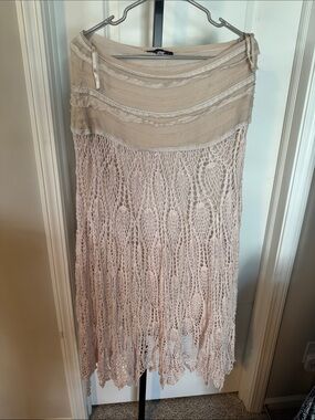Boho Crochet Maxi Skirt in Cream